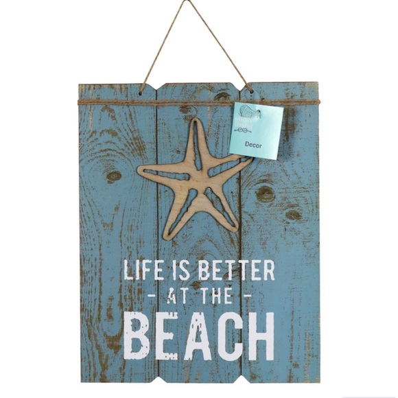 NWT Beach decor.  2 beach signs and 1 tea candle holder - Picture 2 of 11